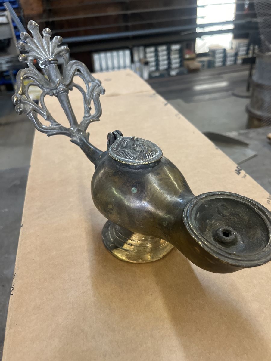 Antique Oil lamp possibly used by one of the ten virgins or Jesus Christ himself