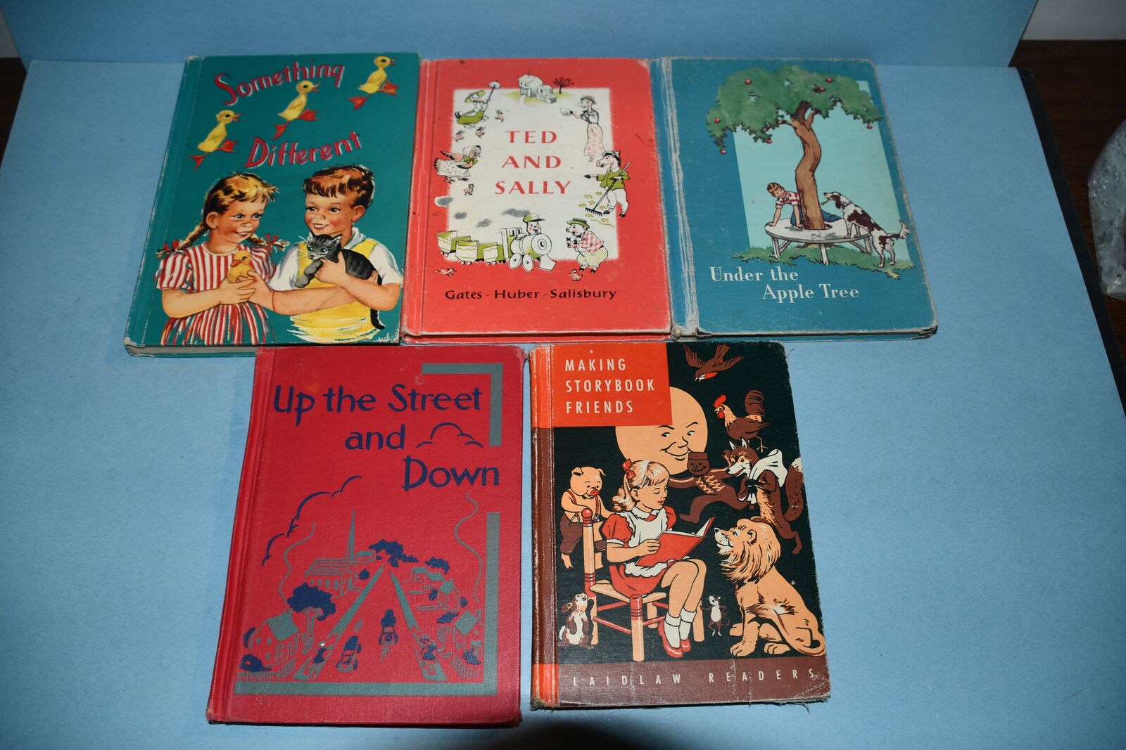 5 VINTAGE 1940's & 50's BOOKS ~ CHILDREN'S CLASSROOM READERS ~ AMERICAN, GINN, HEATH, LAIDLAW, MACMILLAN