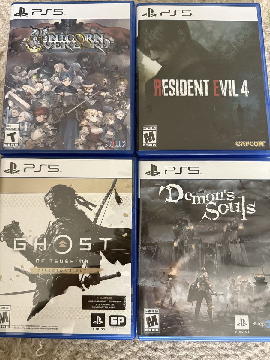PS5 Games: Resident Evil 4, Demon's Souls, Ghost of Tsushima Director's Cut, Unicorn Overlord (4-Game Lot)