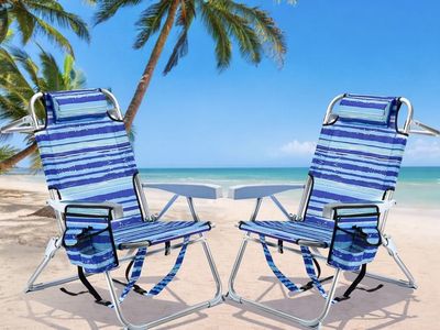 ( New in Box ) Position Reclining Backpack Beach Chair Set (2-Pack)