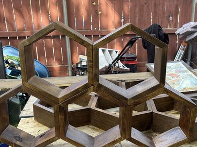 Handcrafted Hexagon Honeycomb Wooden Wall Shelves