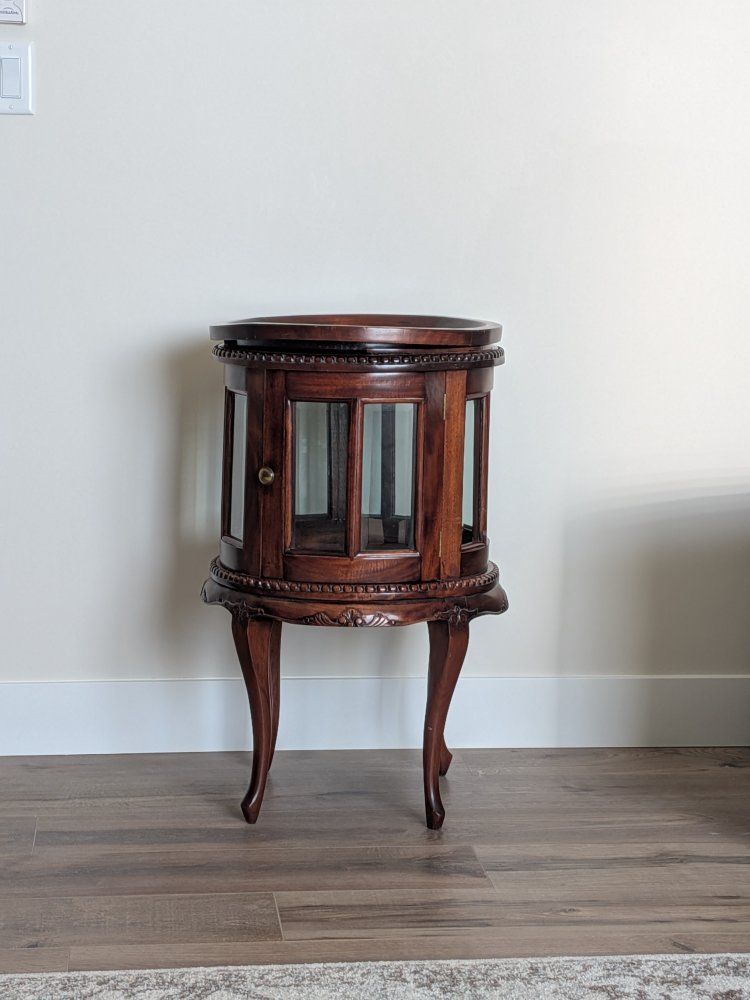 cute wood and glass display