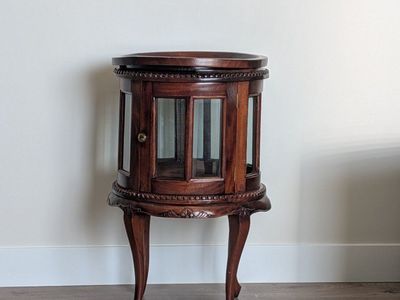 cute wood and glass display