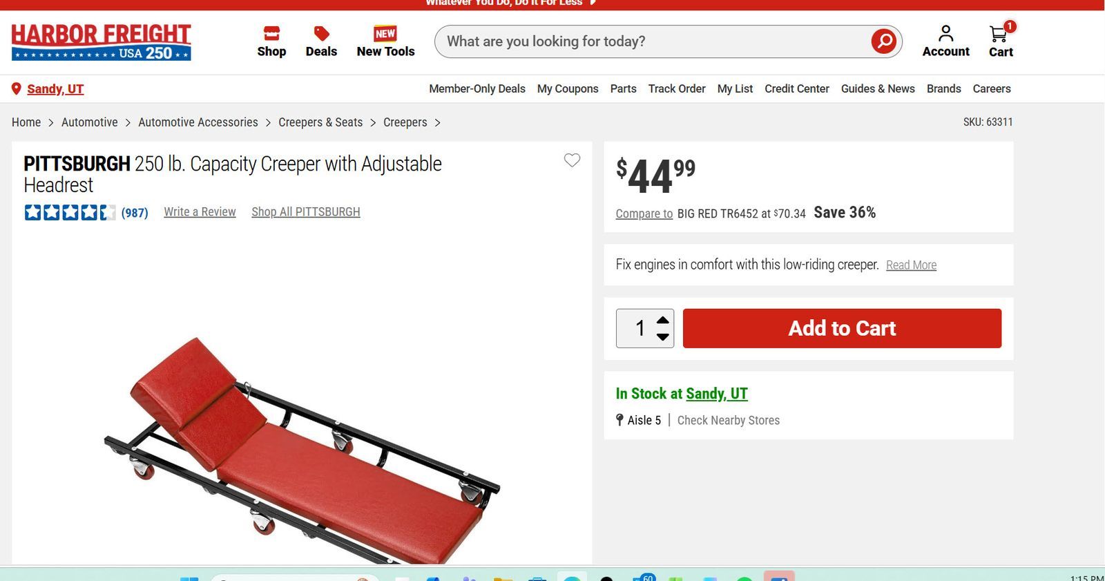 Harbor Freight Creeper