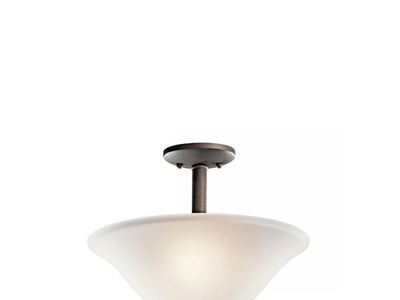 Traditional 2 Light Semi Flush Bell Frosted Glass, Bronze Finish