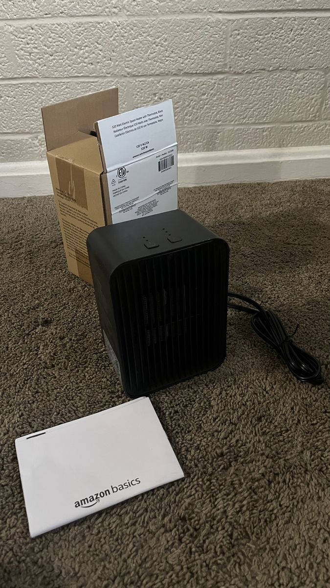 Amazon Basics Portable Ceramic Heater with Adjustable Thermostat - Black