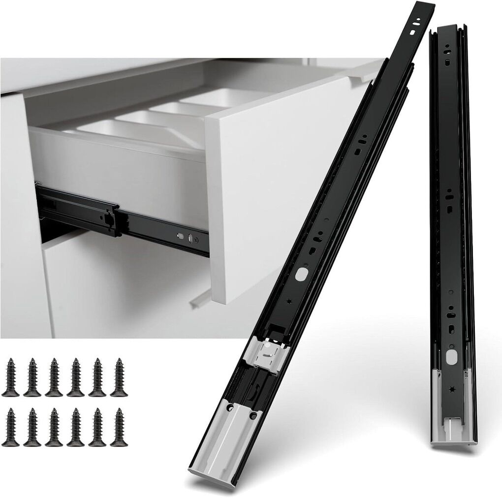Pair of 18 Inch Black Soft Close Drawer Slides