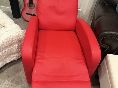 2 Red Recliner Chair - Modern PU Leather Push Back Lounger for Living Room or Office 2 total.