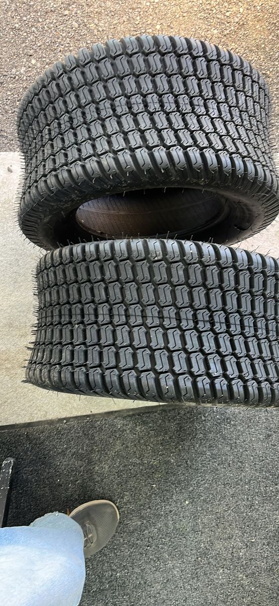 Two lawn mower tires