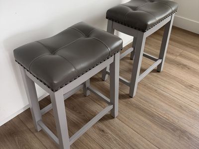 Grey Faux Leather Bar Stools