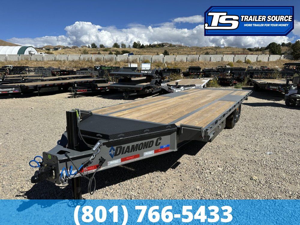 8.5x24 Diamond C DET 208 Deckover Tilt Trailer -  18K GVWR - Hydraulic Jack(s)