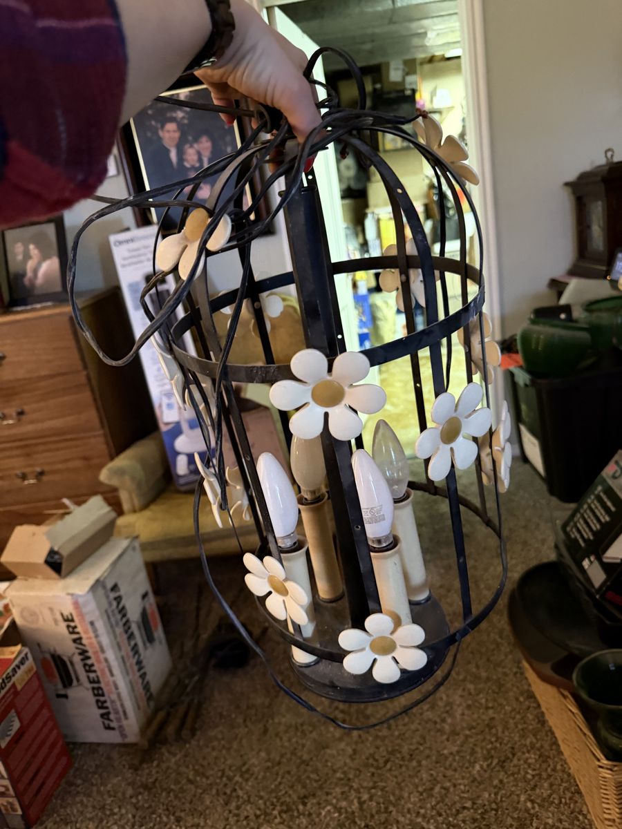 Birdcage Chandelier Pendant Light - Daisy Floral
