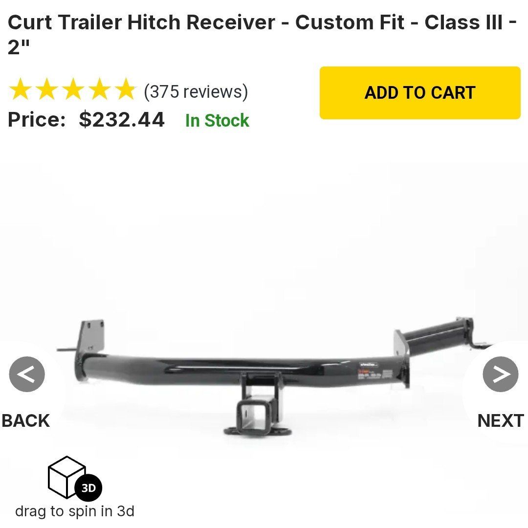 Trailer Hitch Curt Class 3 receiver -Kia Telluride