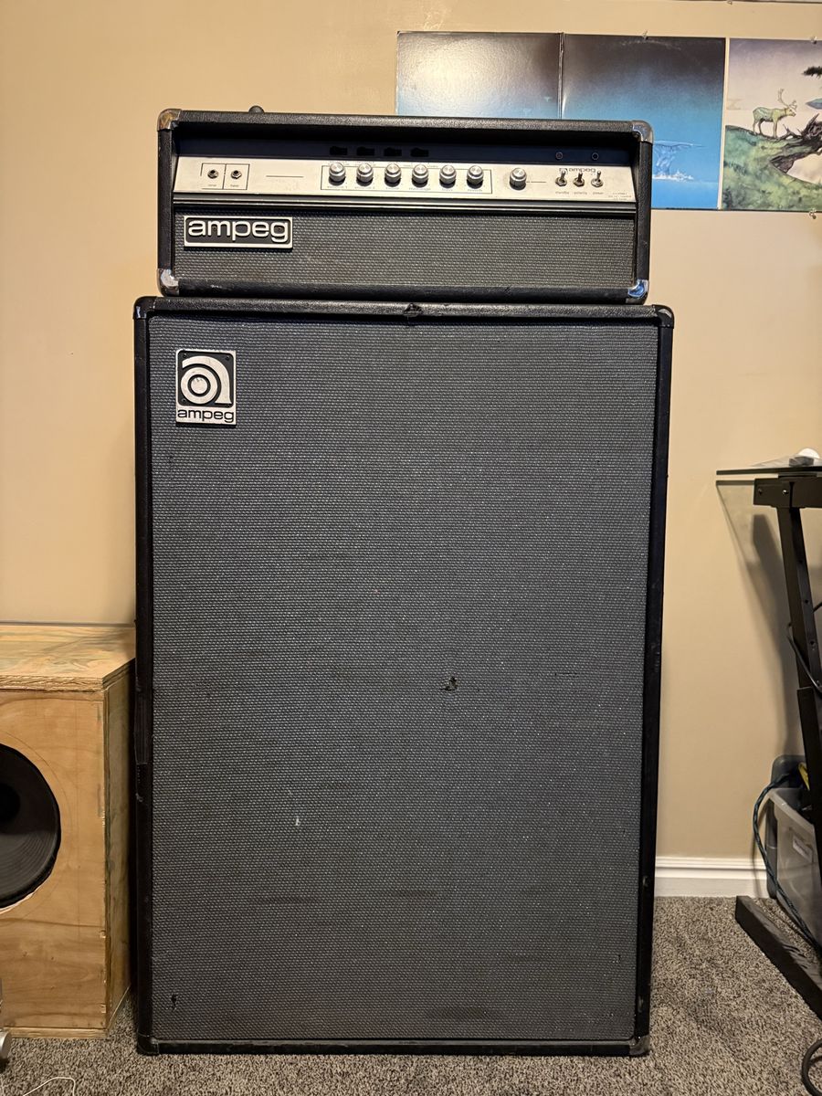 Ampeg Late 1970’s V-4 amp head with V-2 cabinet for guitar or bass