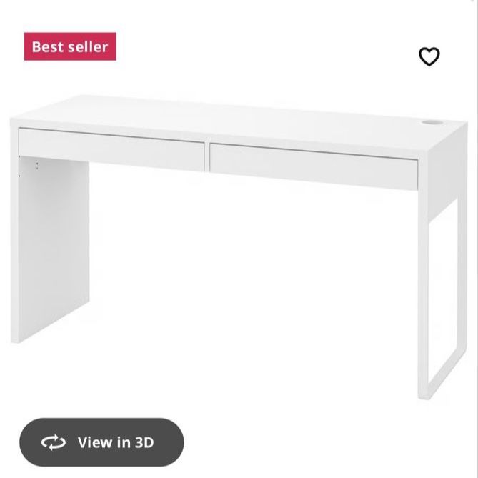 IKEA MICKE White Desk with 2 Drawers - 55 7/8"x19 5/8"