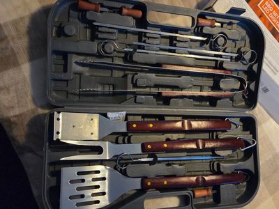 Stainless Steel Grill Tool Set with LED Digital Temperature Fork & Carrying Case