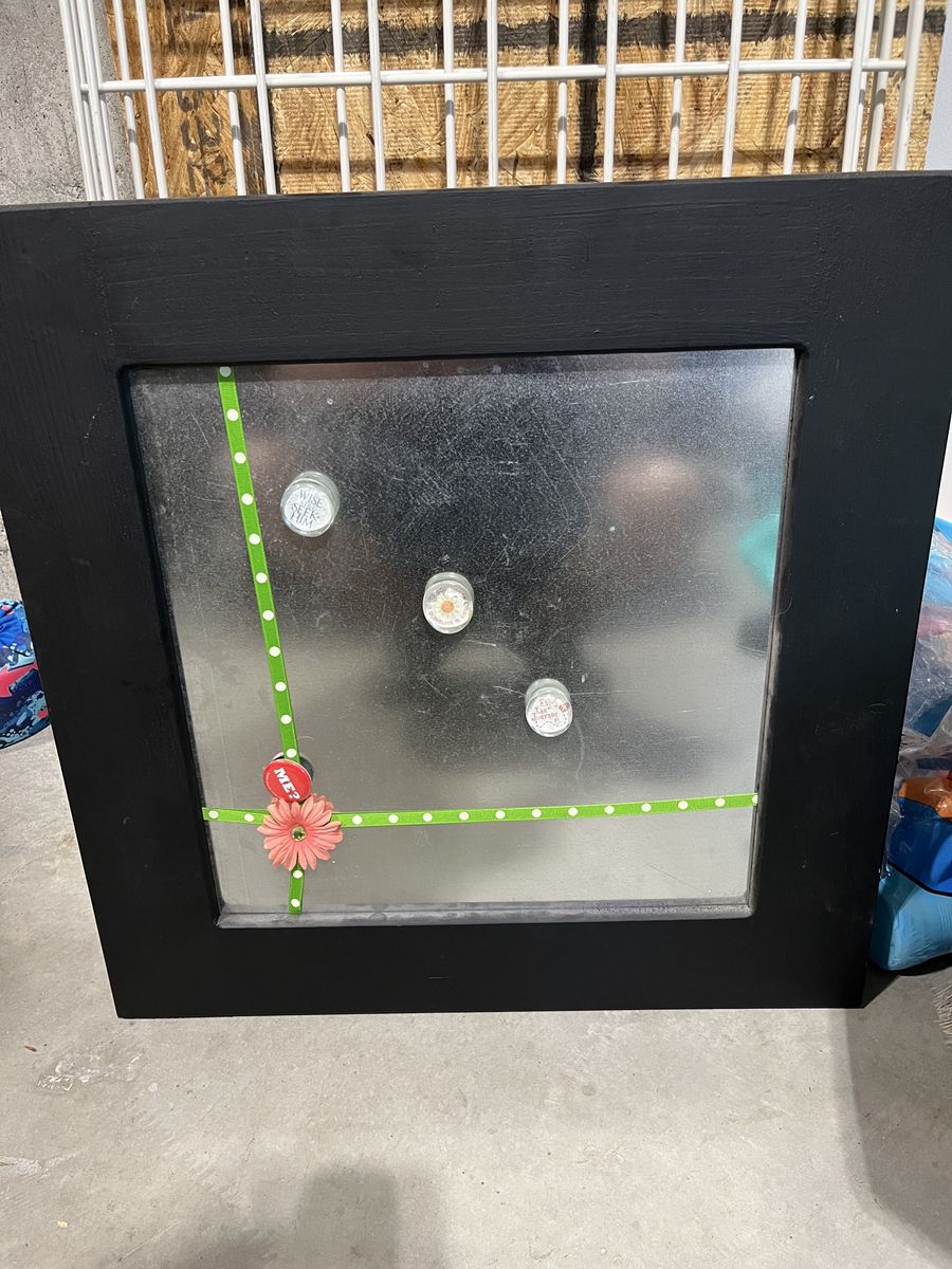 Black Framed Magnetic Board with Ribbon Accents - 22"x22" Home Decor Memo Board