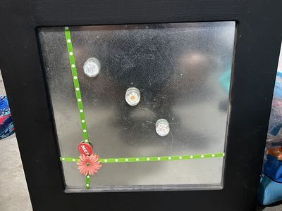 Black Framed Magnetic Board with Ribbon Accents - 22"x22" Home Decor Memo Board