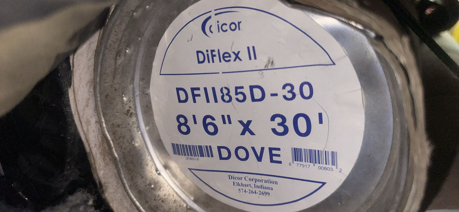 Dicor® DFII85D-30 - DiFlex II™ TPO Bright White Roof Membrane (8.5'W x 30'L)