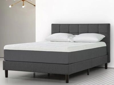 Like NEW! FULL UPHOLSTERED PLATFORM BEDFRAME + MATTRESS!! - FINANCING & DELIVERY AVAILABLE!!