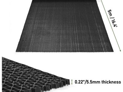 Non-Slip PVC Floor Mat Roll - Black Mesh Drainage Mat (16.4 ft x 5.5mm)