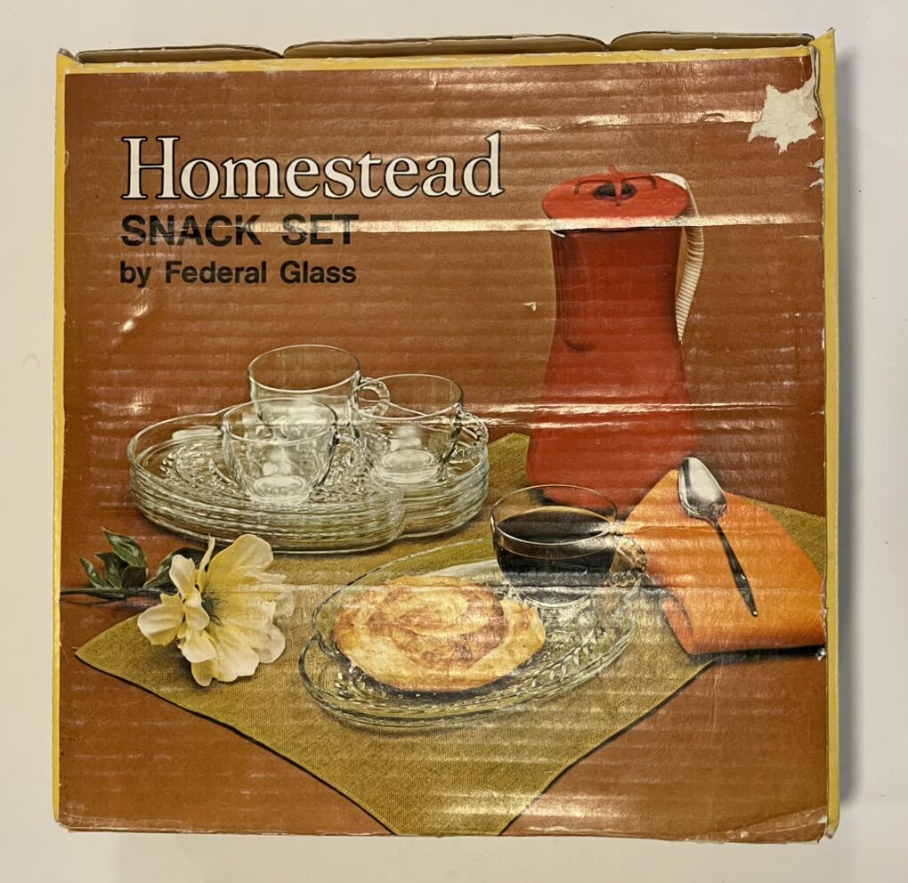 1950's Homestead Snack Set By Federal Glass
