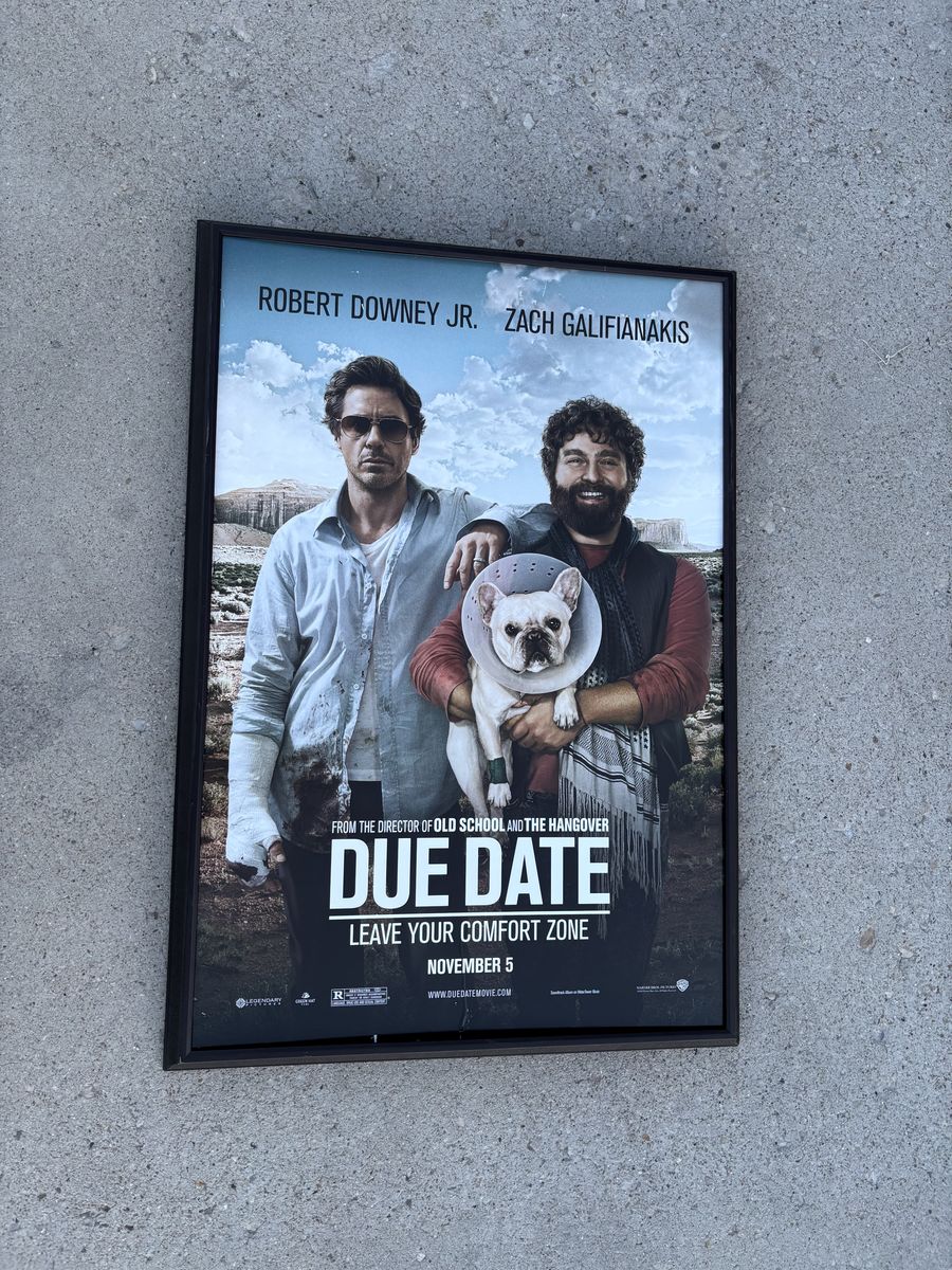 Large Theatre size framed DUE DATE movie poster $50 cash/venmo in Draper