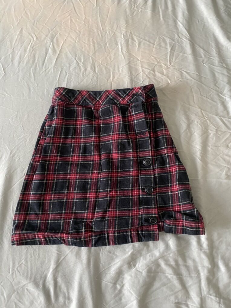 Mini black and red plaid skirt