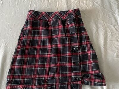 Mini black and red plaid skirt