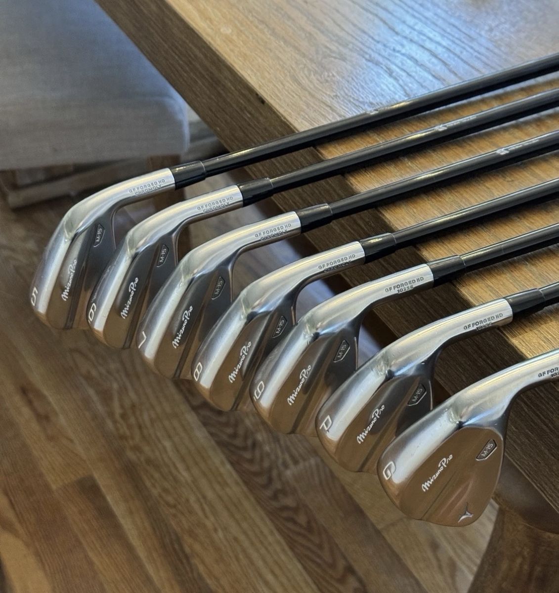 5-GW Mizuno Pro M-15 Iron Set w/ Mitsubishi MMT 85 Stiff shafts & Golf Pride Grips