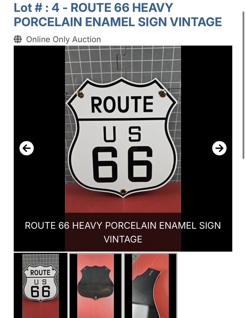 Route US 66 Vintage porcelain Interstate Sign
