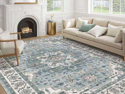 New Vintage Living Room Area Rug 10x12 - Large Soft Washable Oriental Traditional Distressed Farmhouse Rug