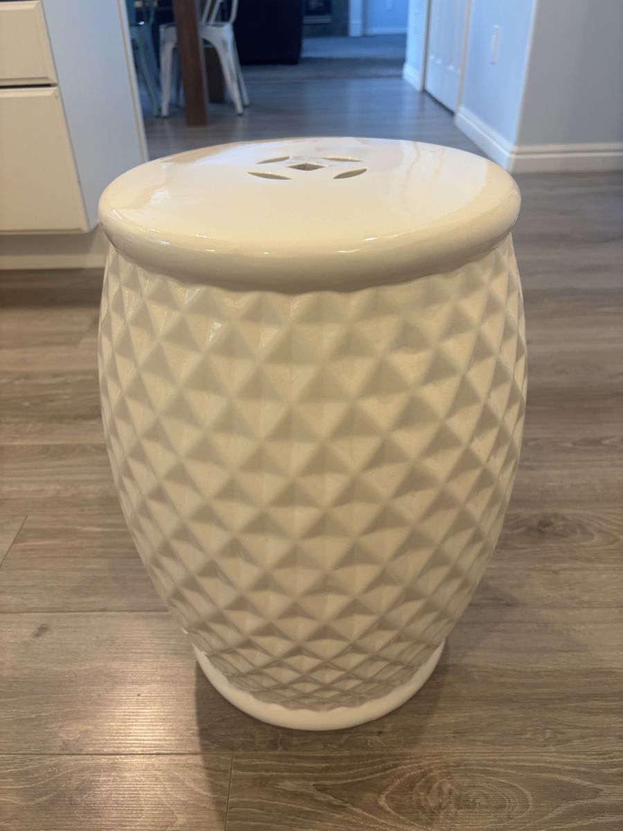 White Ceramic Garden Stool