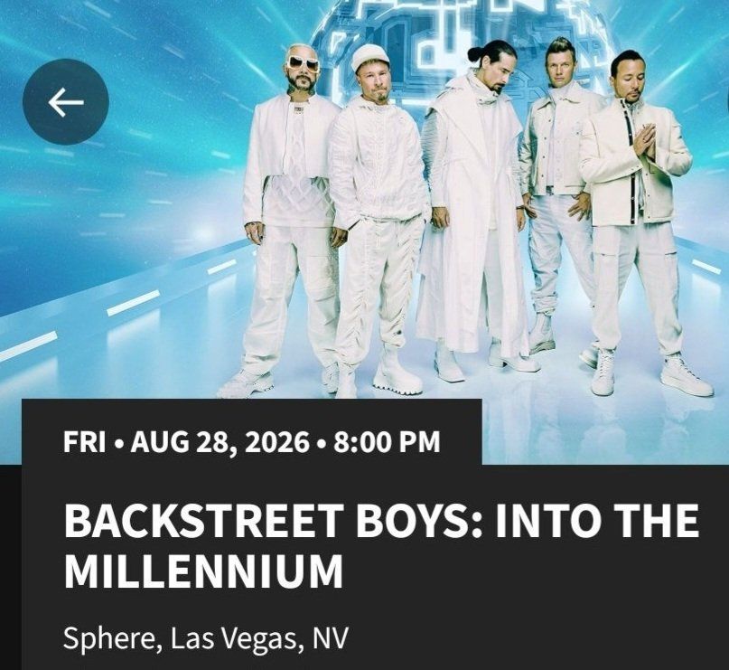 Backstreet Boys: Into the Millennium Concert 2 Tickets- August 28, 2026 - Sphere, Las Vegas