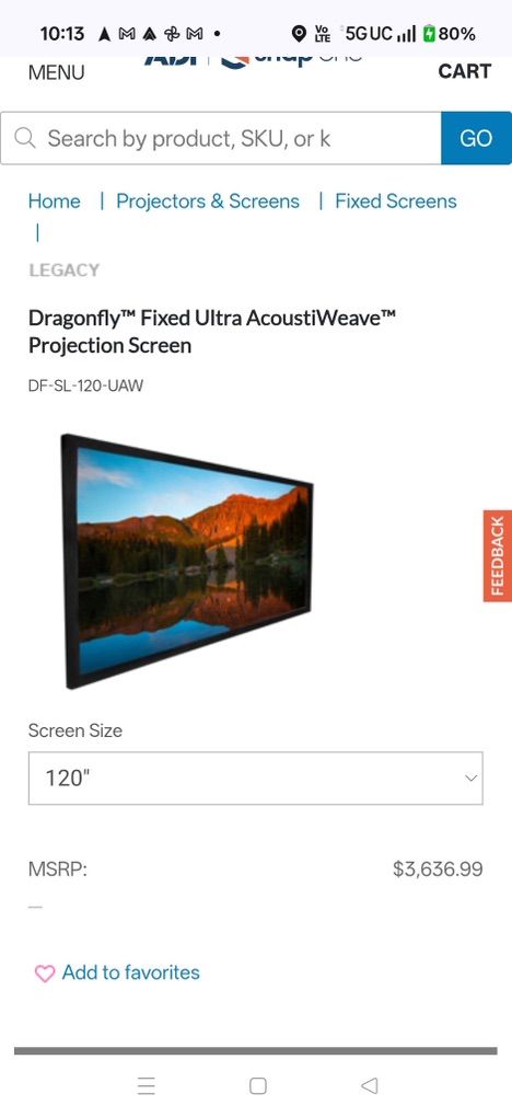 120 Dragonfly Ultra Projection Screen- Like New