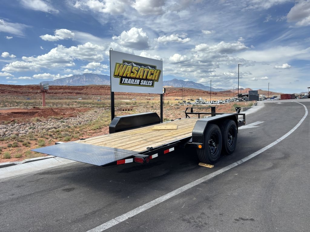 2027 PJ Trailers Black 7X16 Channel Equipment Tilt