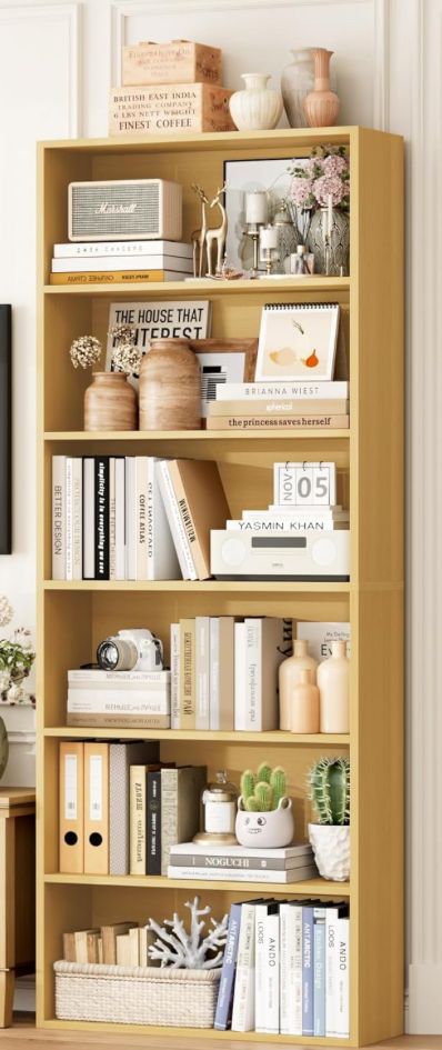 Bookshelf 5 shelves adjustable Tan color