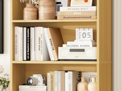 Bookshelf 5 shelves adjustable Tan color