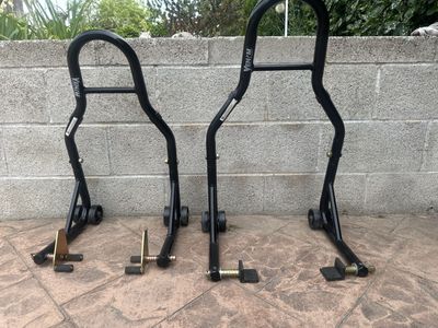 Venom Motorcycle Front & Rear Wheel Lift Stands - Black, Universal Fit