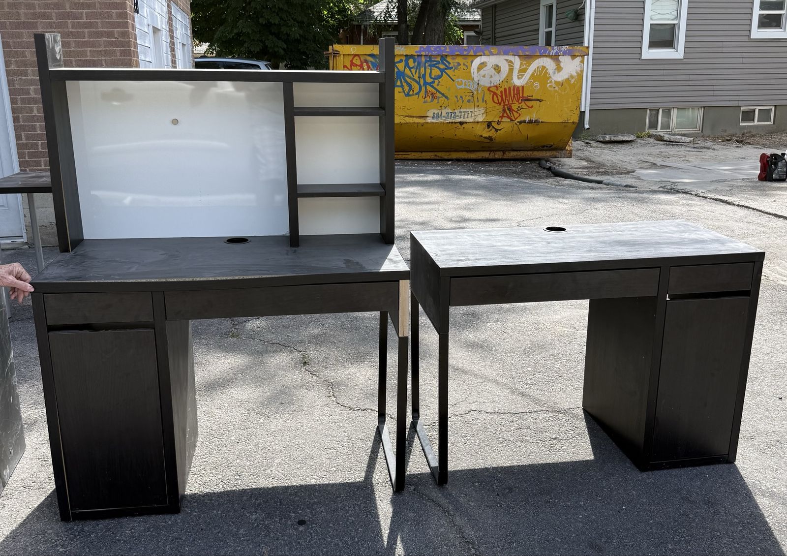 Modern Black Wood Office Desks with Storage and Hutch