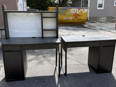 Modern Black Wood Office Desks with Storage and Hutch