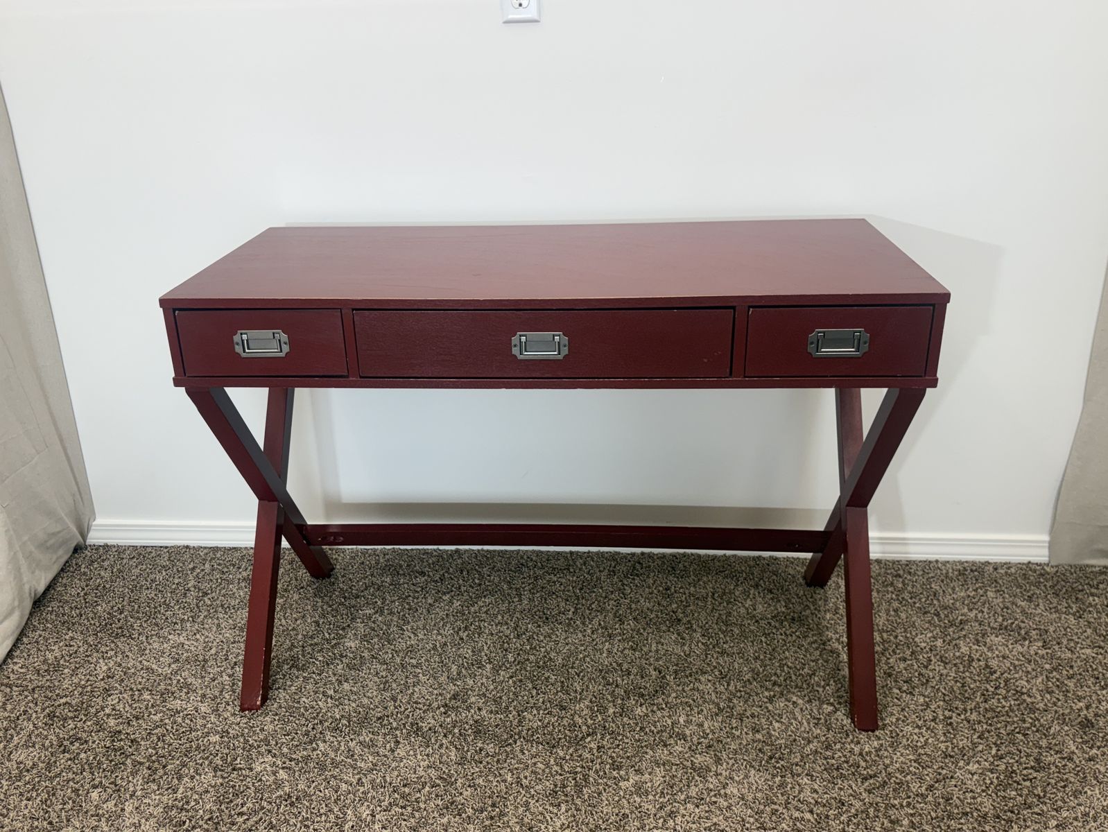 DELIVERY - Red Modern Console DESK/TABLE w/ 3 Drawers