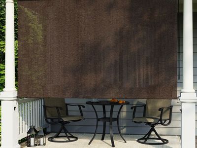 NEW 8x8 Ft Premium Outdoor Roller Shade, 95% Patio Roll up Blinds with Weather Resistant Valance