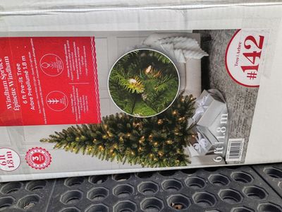 Windham Spruce 6 ft Pre-lit Artificial Christmas Tree - Warm White Lights, Steady On