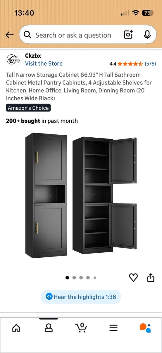 Tall Storage Cabinet Kitchen Garage Lk New Black