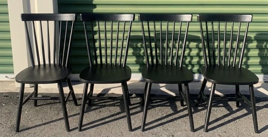 Set Of 4 Black Windsor Farm Style Dining Chairs