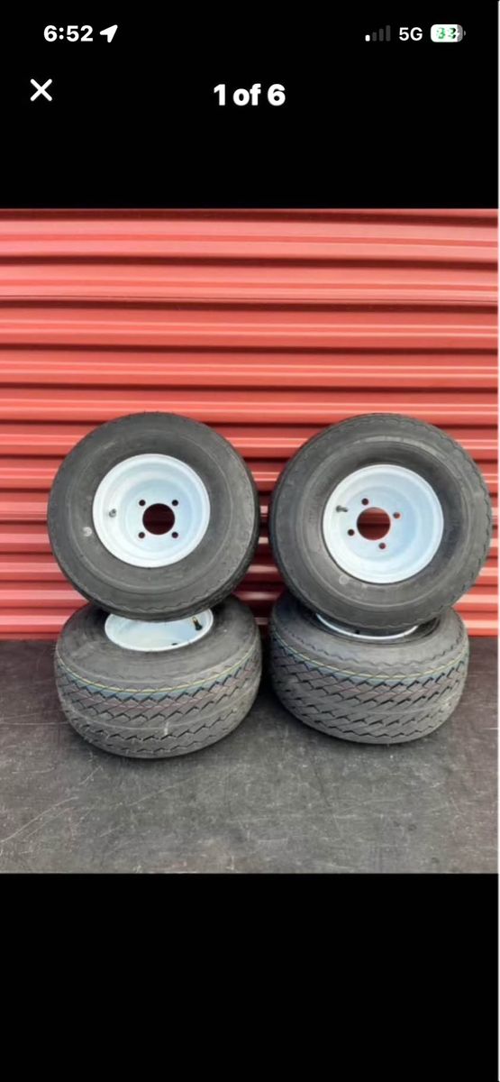 Brand New Set of 4 Wanda 18X8.5-8.    Golf Carts Tires Mounted on New White Wheels Standard 4 Lug.  Never Used