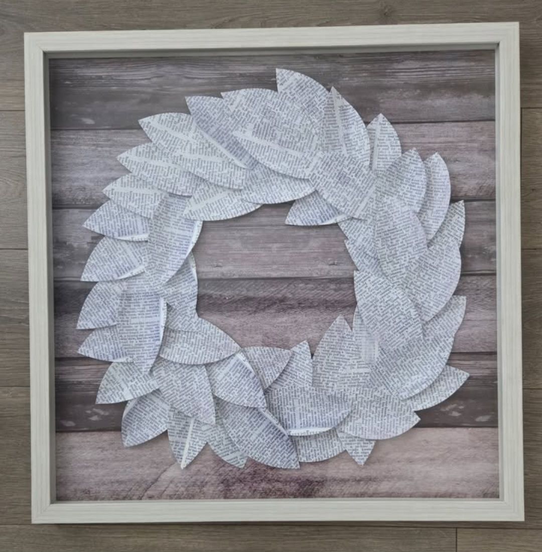 Beautiful framed picture made of real book pages!