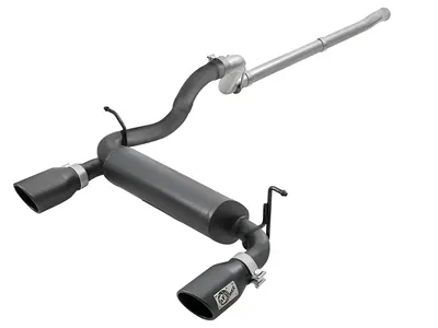 AFE Power 2.5" Catback Exhaust for 2018-2026 JL Jeep Wrangler (2 & 4 Door) V6 3.5L with black tips.