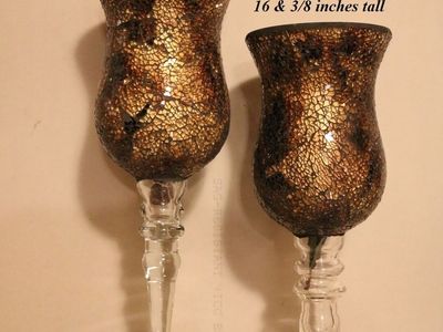 2 Beautiful Vintage Mosaic Glass Candle Holders